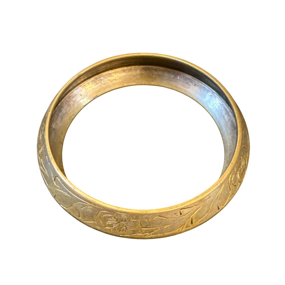 Unbranded Bangle Bracelet Womens OS Gold Etched Floral Brass Tone Vintage